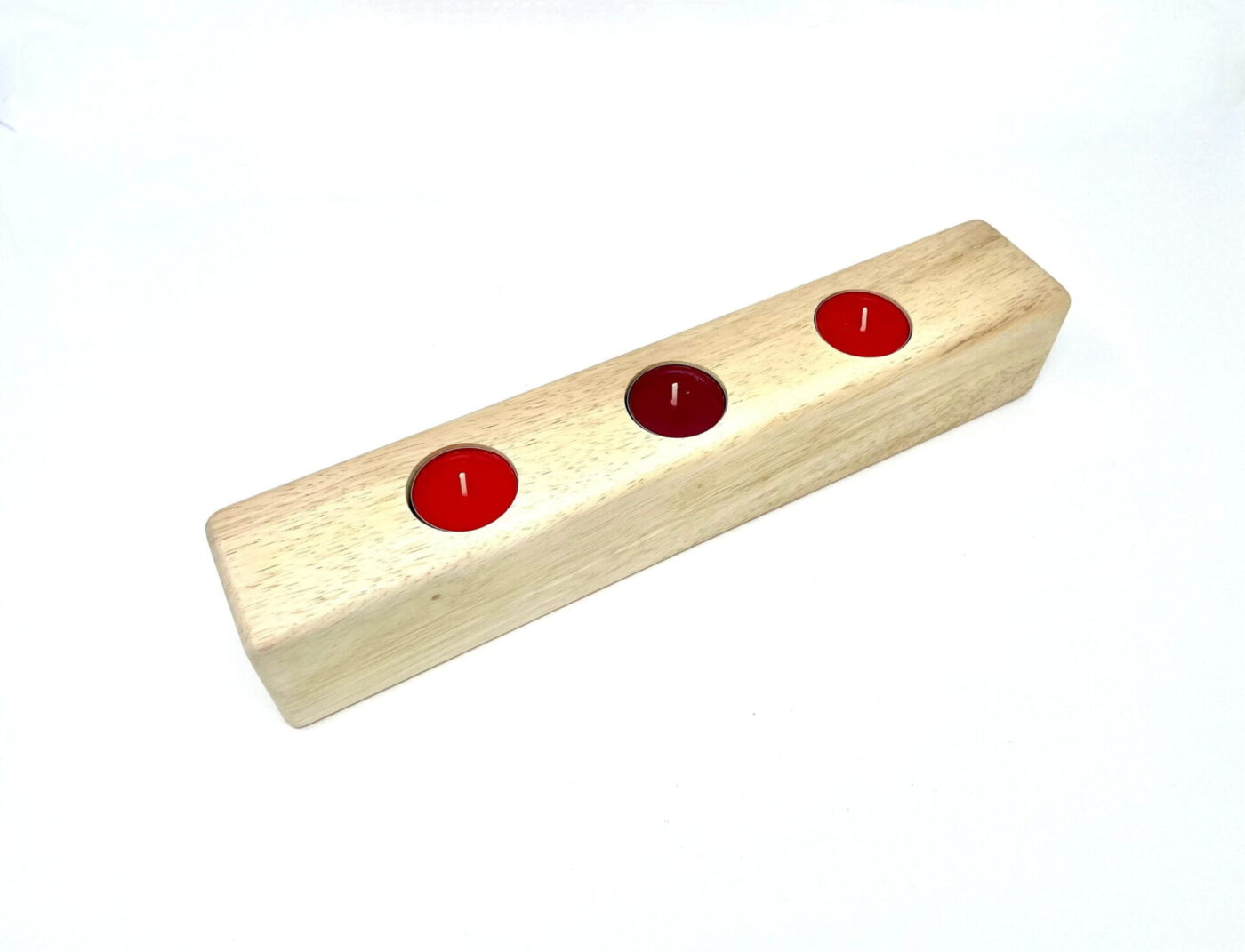 Rustic Oak Tealight Holder (3 Tealights) — back view