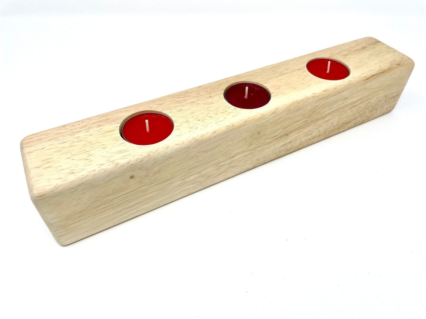 Rustic Oak Tealight Holder (3 Tealights) — side view