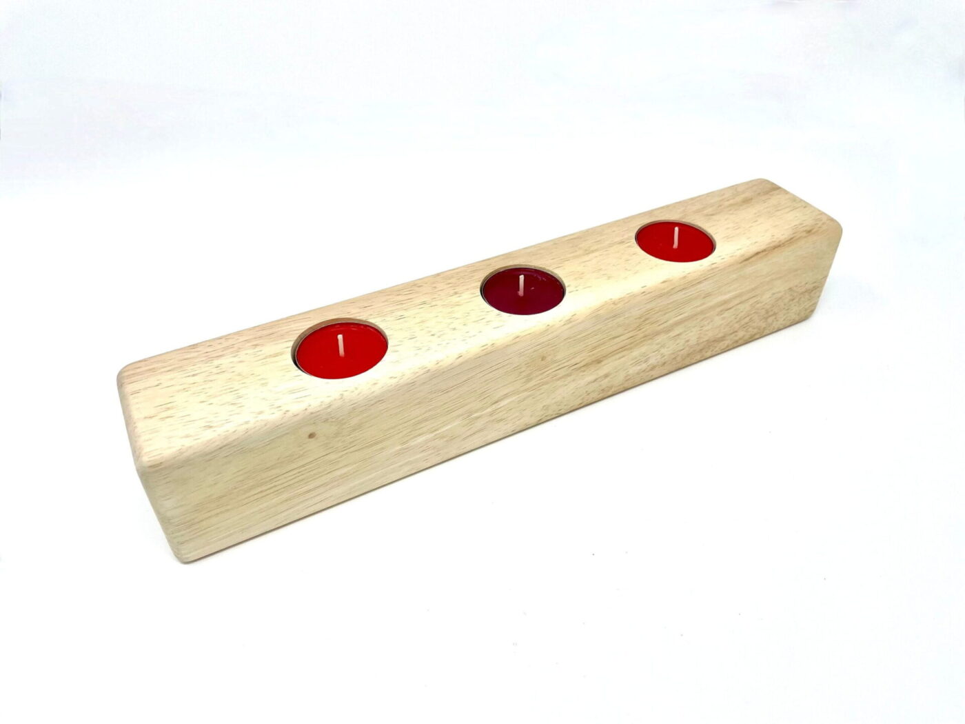 Rustic Oak Tealight Holder (3 Tealights) — top view