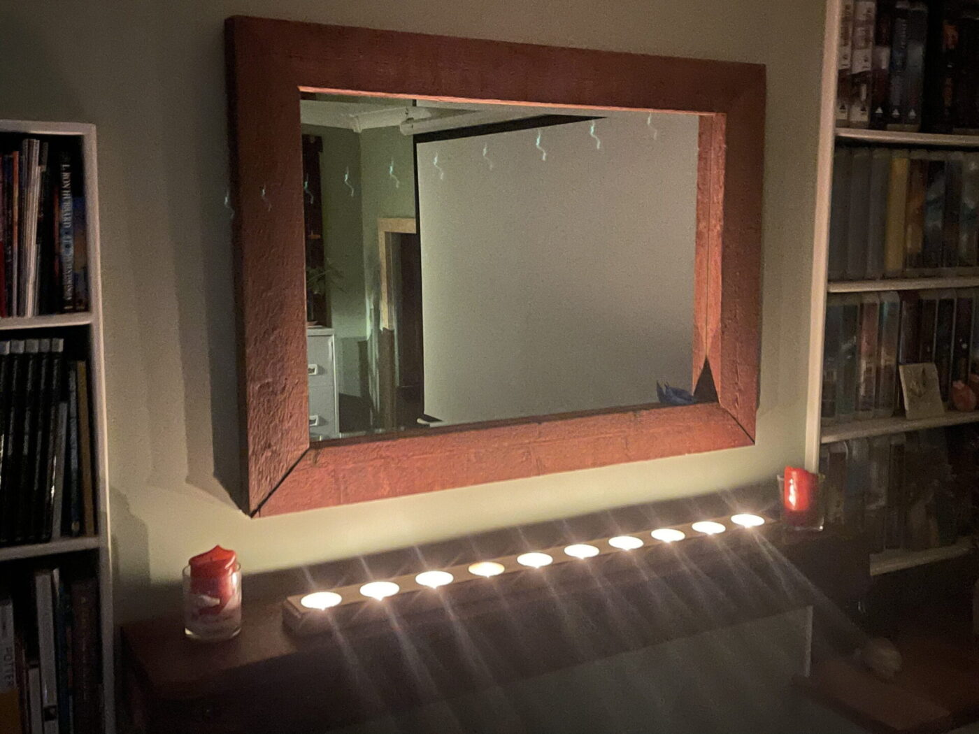 Natural Rustic Tealight Holder — in use