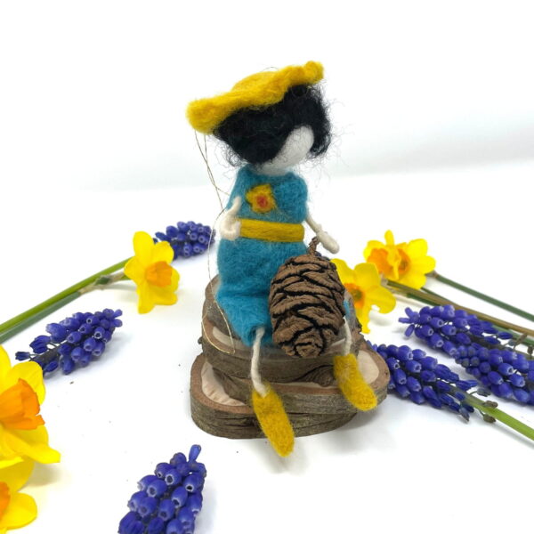 Vince the handmade wool felted garden elf hanging tree decoration / garden kobold / mischief maker/ fairy creature