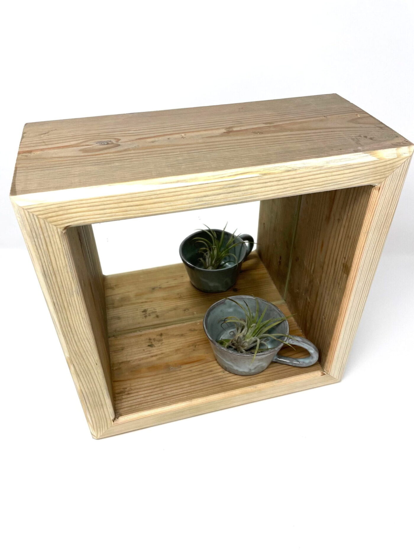 Reclaimed Pine Cube Mirror Shelf