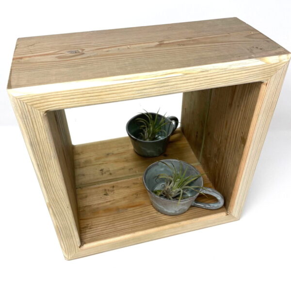 Wooden cube shelf Display unit with a mirror / mirror wall decor