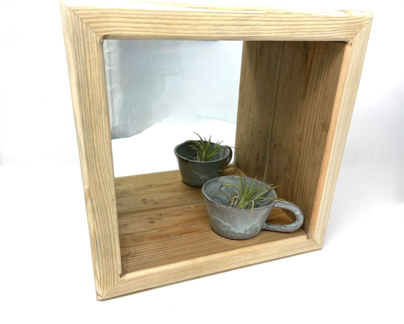 Reclaimed Pine Cube Mirror Shelf — alternate angle