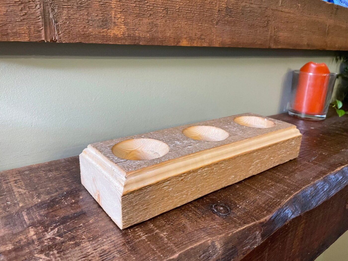 Natural Rustic Tealight Holder — alternate angle