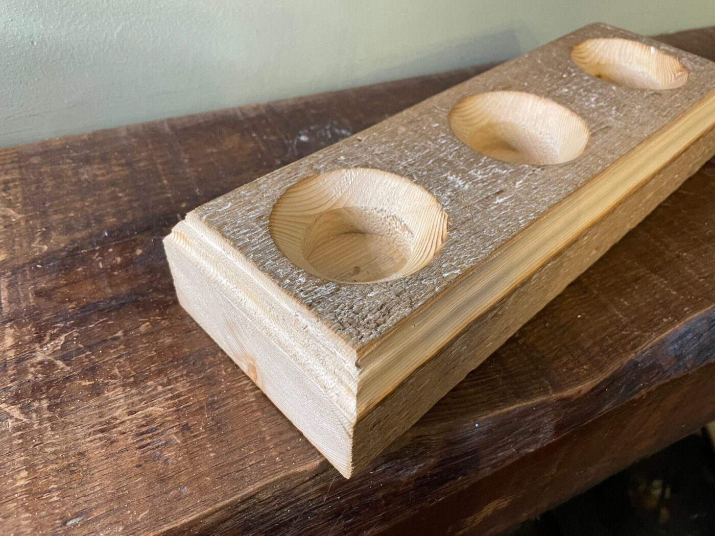 Natural Rustic Tealight Holder — side view