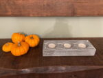 Tea light wooden candle holder from reclaimed wood for 3 tealights painted in grey chalk crackle paint /Rustic, shabby chic chunky candle