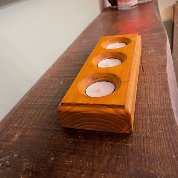 Tea light candle holder from reclaimed wood for 3 tealights / timber rustic tea light holder / handmade eco friendly