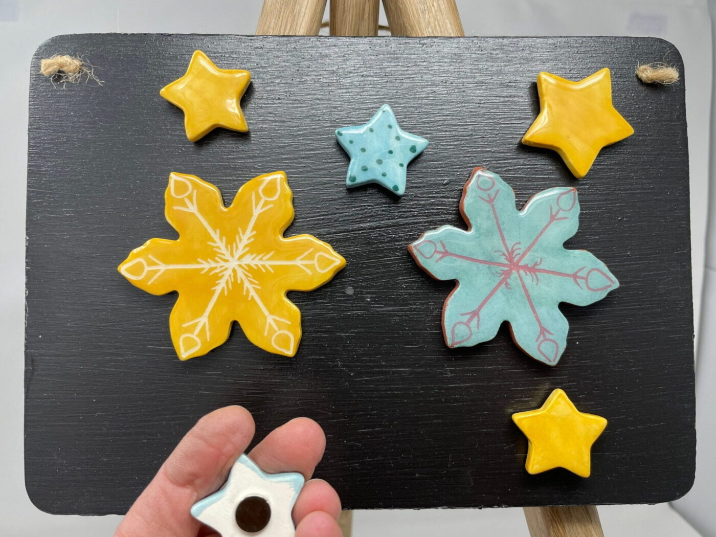 Christmas Snowflake & Star Magnet Set of 7 — close-up