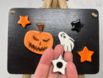 Halloween ceramic magnets including 6 magnets in a set/ a pumpkin, a ghost and some stars fridge magnets/ magnetic black board