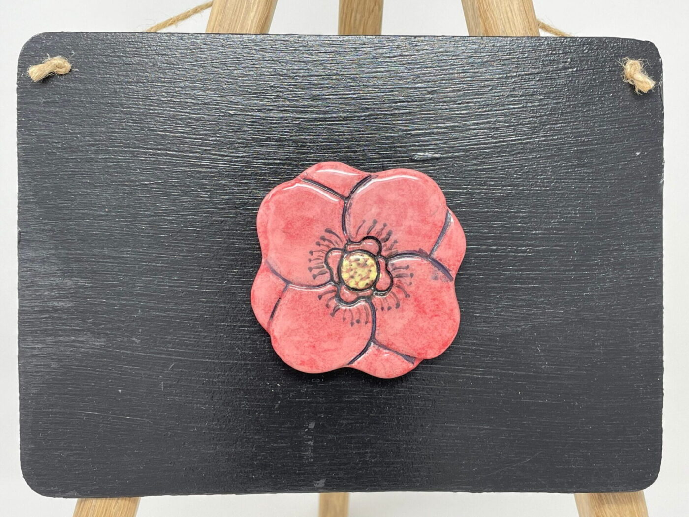 Red Poppy Ceramic Magnet — back view