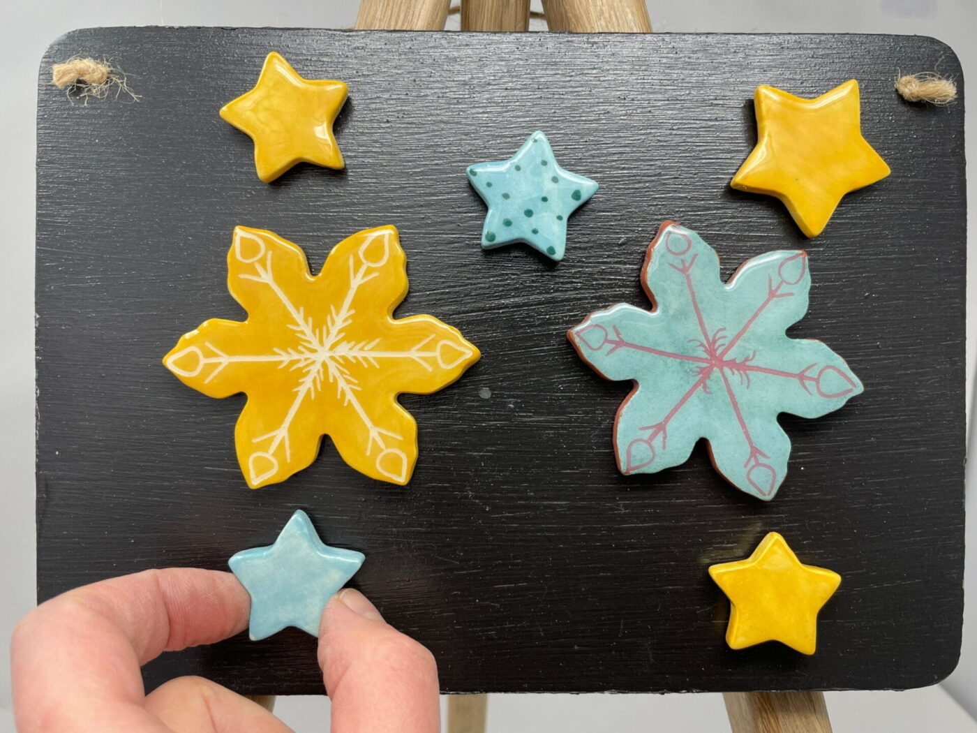 Christmas Snowflake & Star Magnet Set of 7 — in use