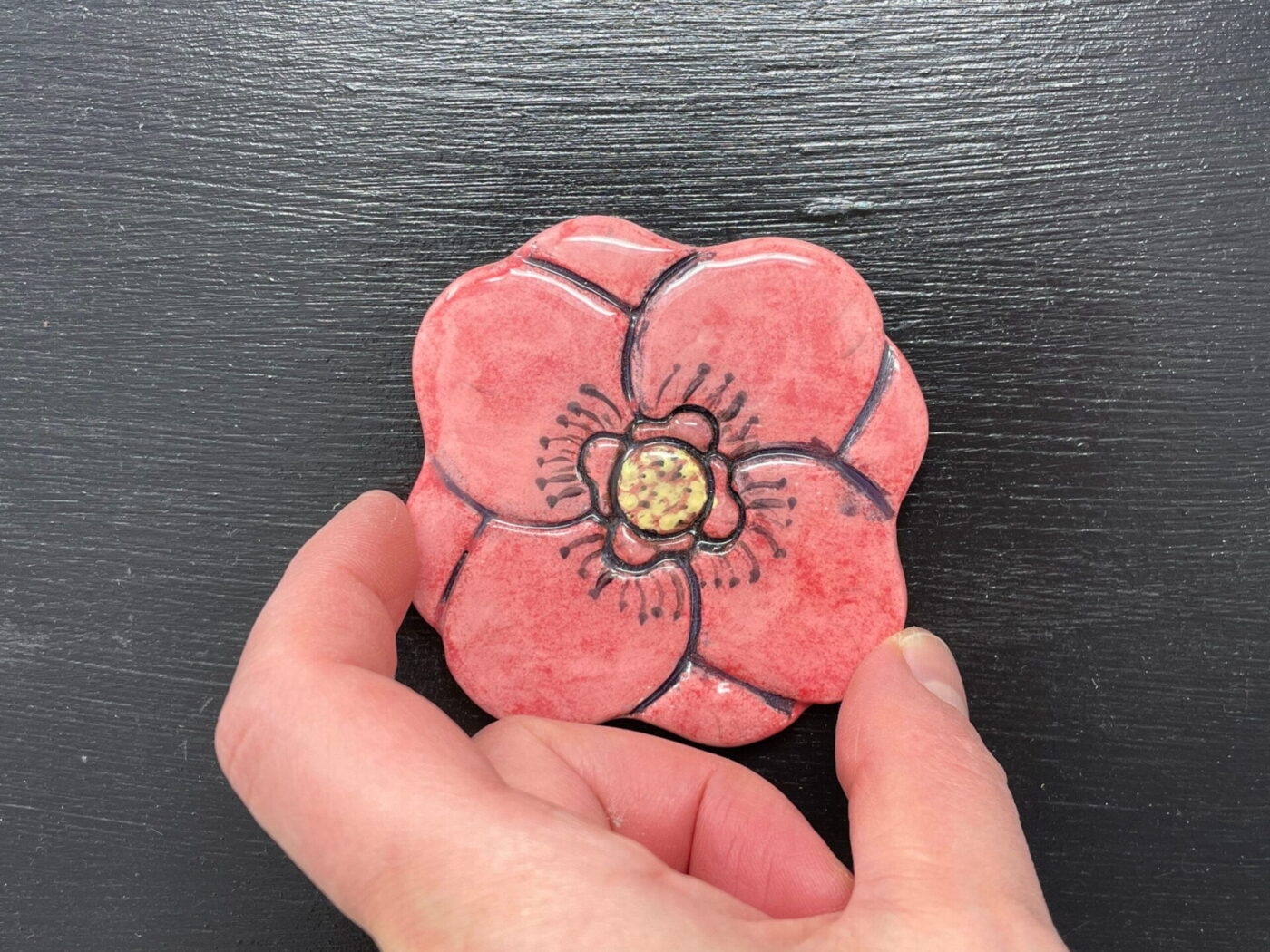 Red Poppy Ceramic Magnet