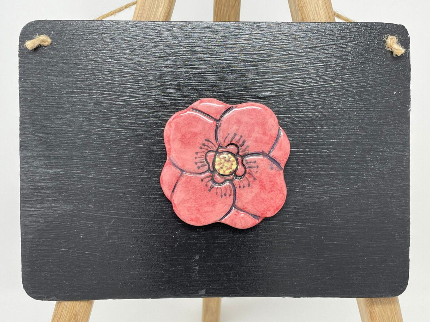 Red Poppy Ceramic Magnet — scale view