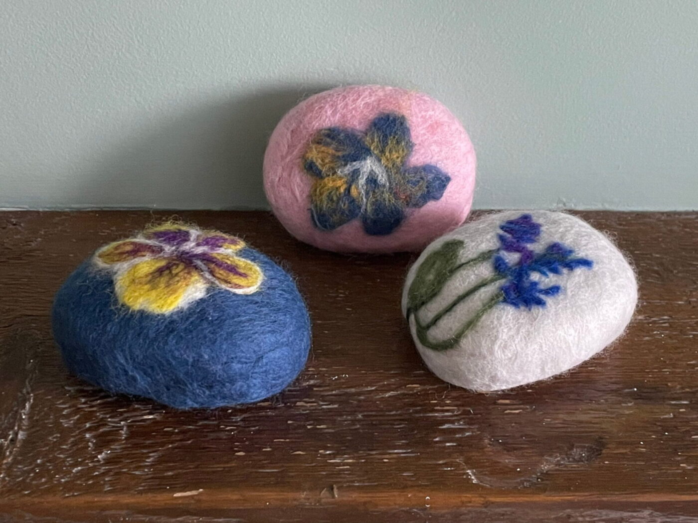Pink Wool Felted Dove Soap — side view