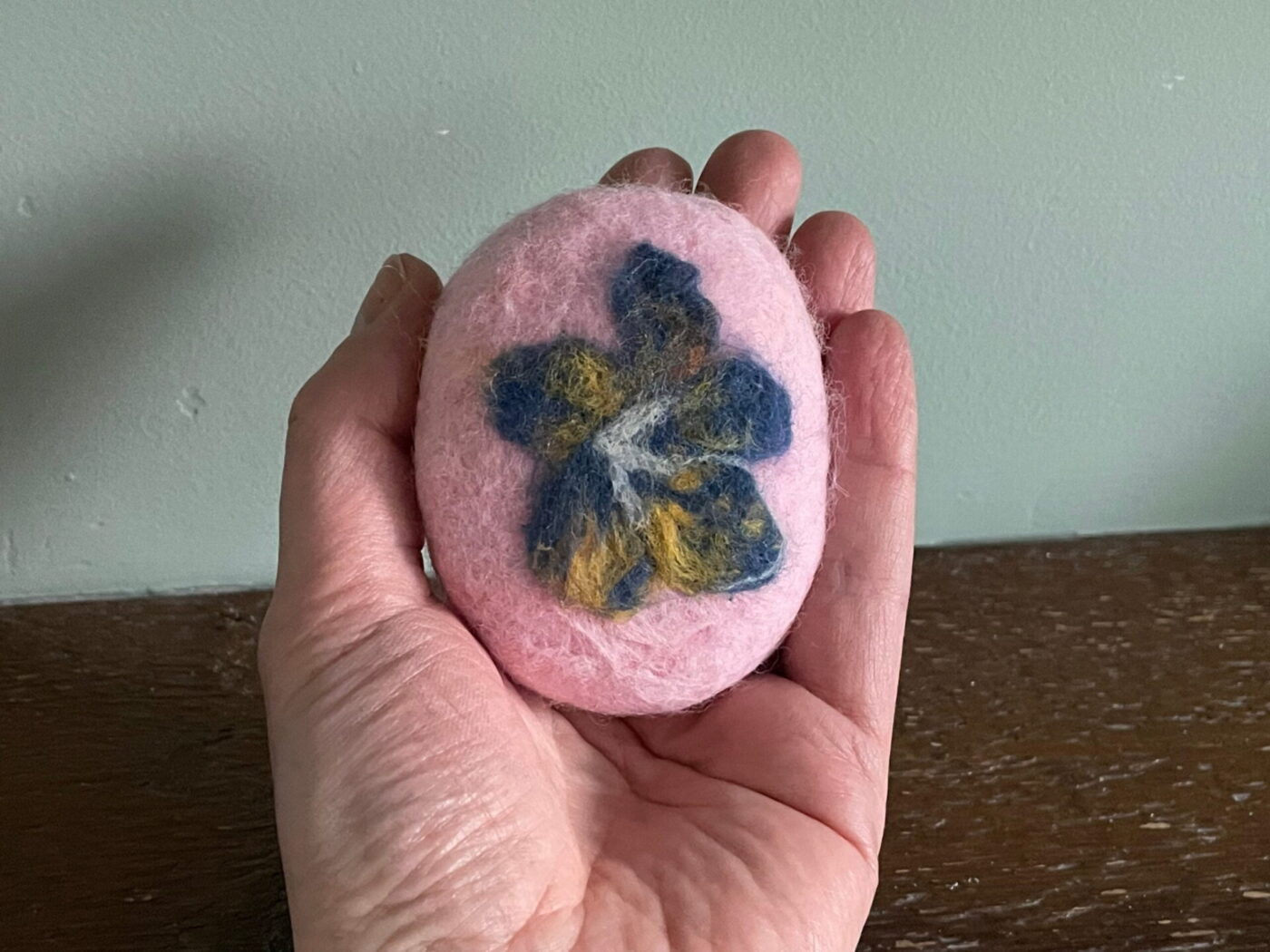 Pink Wool Felted Dove Soap — styling detail