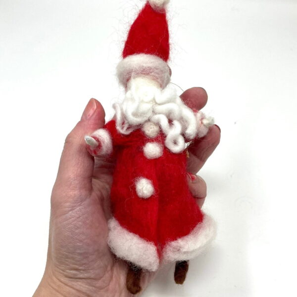 Wool needle felted Santa Claus hanging Christmas ornament