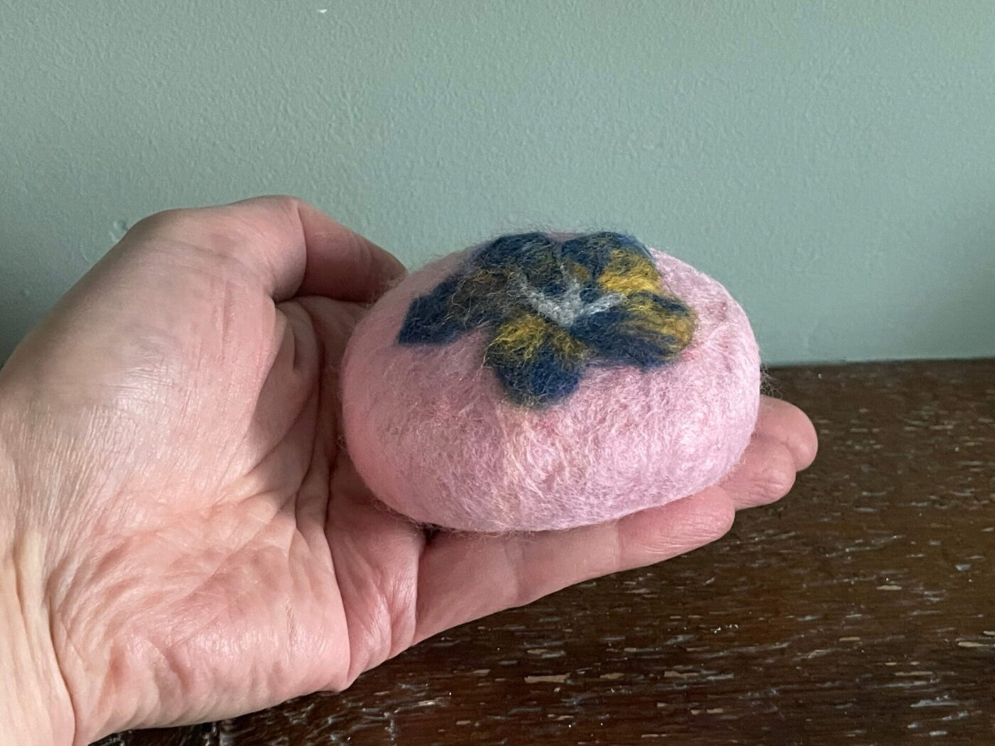 Pink Wool Felted Dove Soap — alternate angle