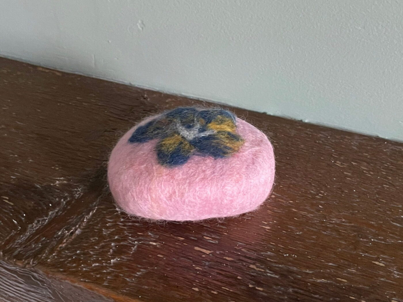 Pink Wool Felted Dove Soap — detail view