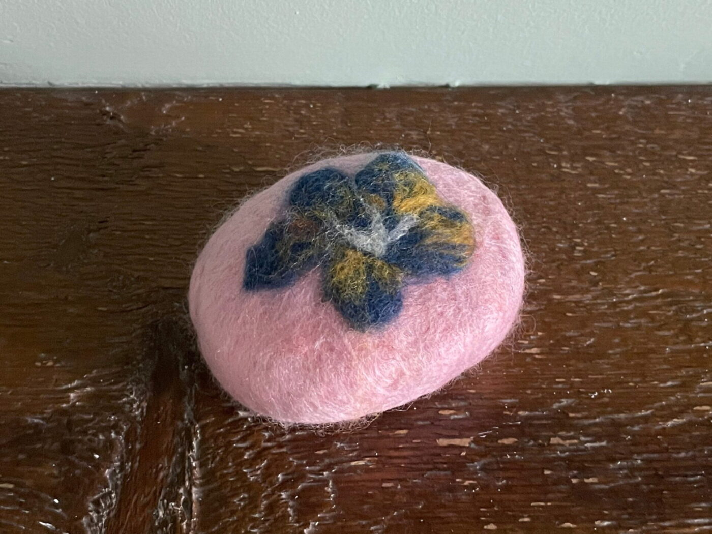 Pink Wool Felted Dove Soap — close-up