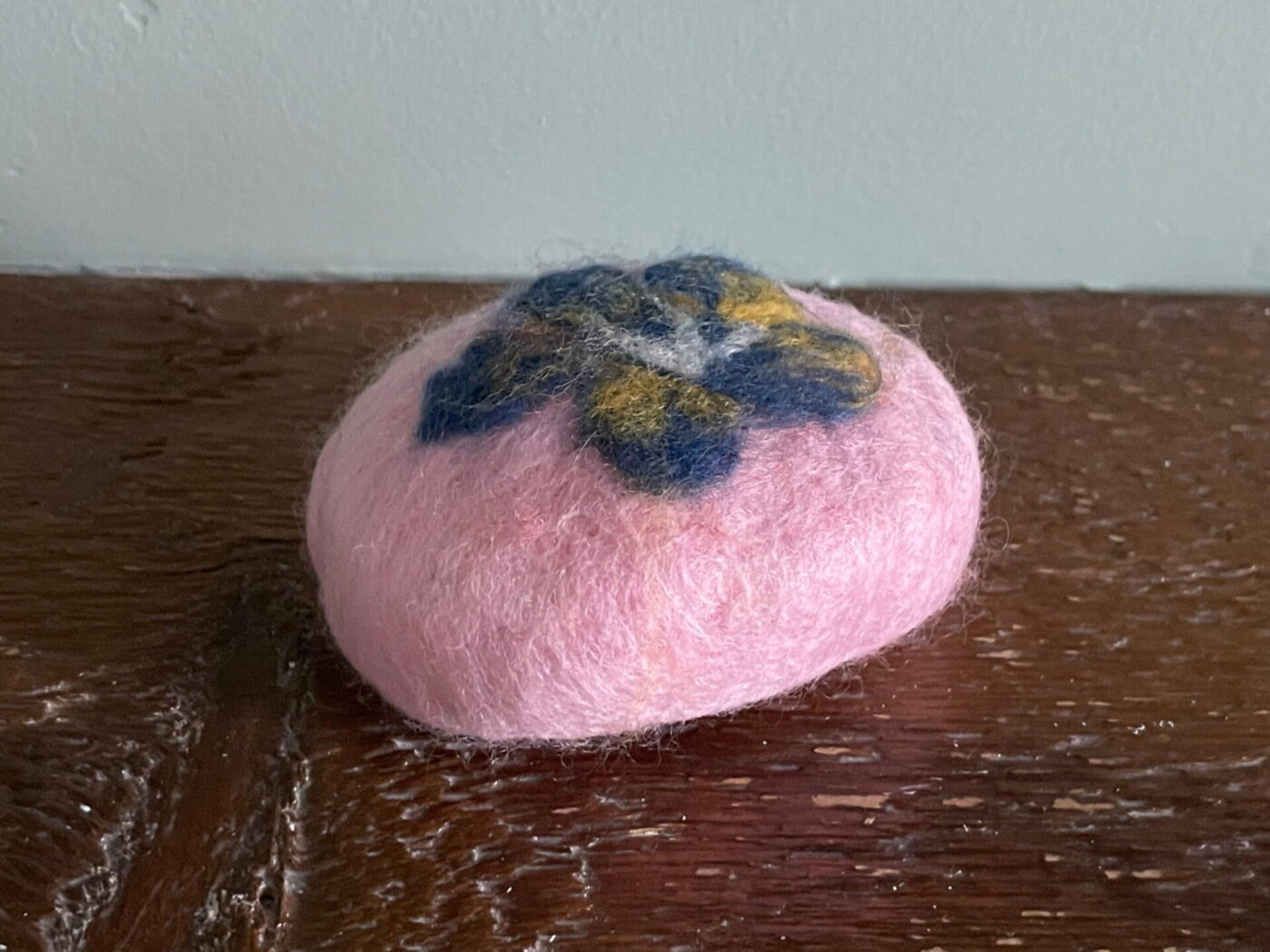 Pink Wool Felted Dove Soap — back view