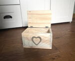 Natural Wooden box with lid with a love ceramic heart / gift box for a large mug