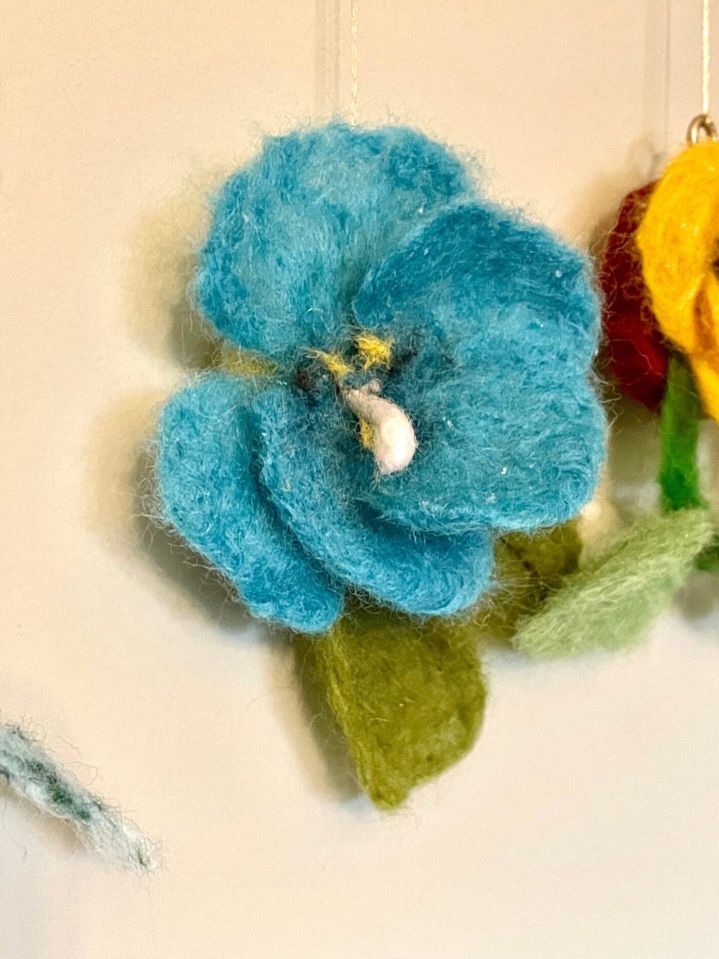 Wool Felted Hanging Spring Flowers — in use