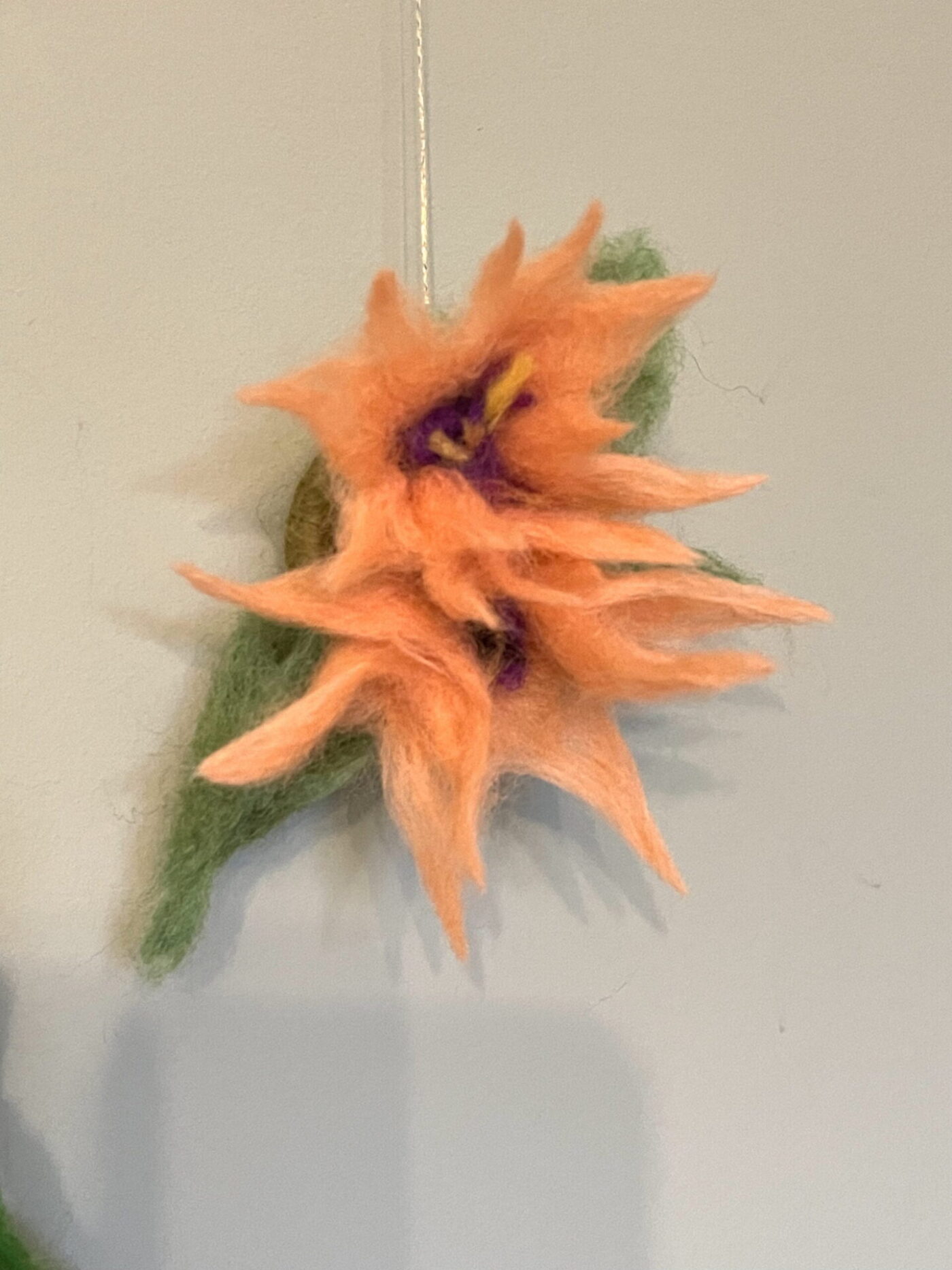 Wool Felted Hanging Spring Flowers — scale view