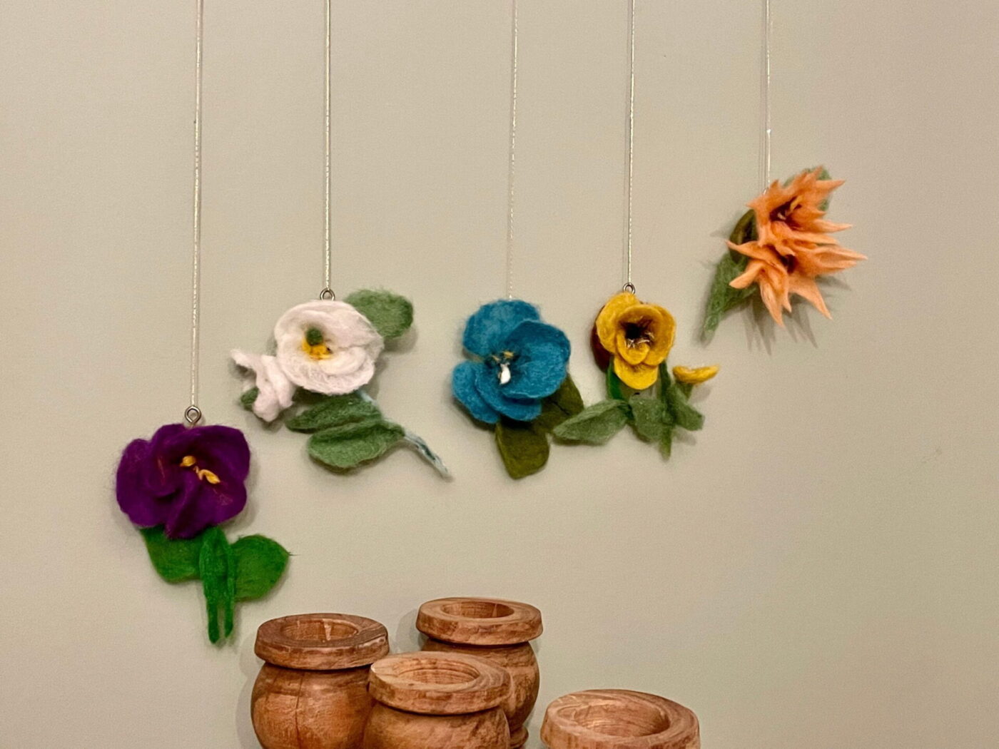 Wool Felted Hanging Spring Flowers