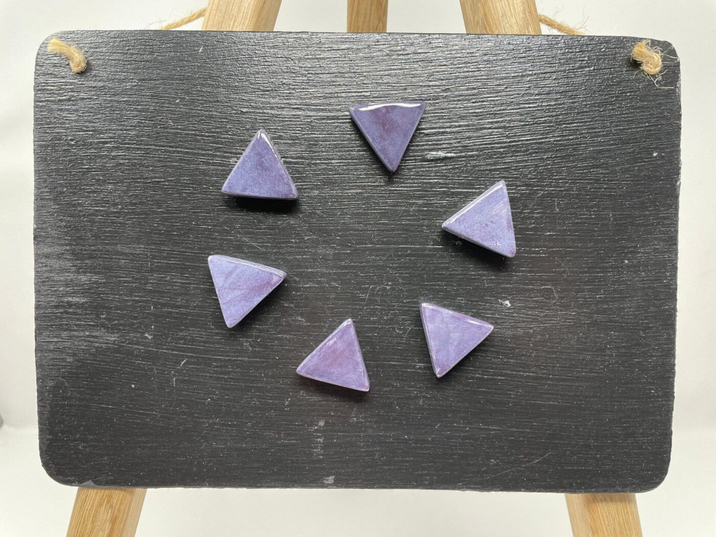 Purple Ceramic Triangle Magnets — Set of 6 — side view