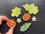 Set of 7 happy halloween ceramic magnets/ pumpkins, fallen leaves and flowers fridge magnets/ magnetic black board