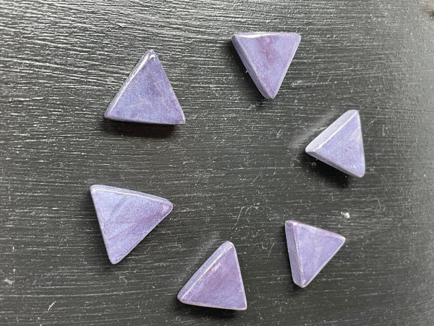 Purple Ceramic Triangle Magnets — Set of 6 — detail view
