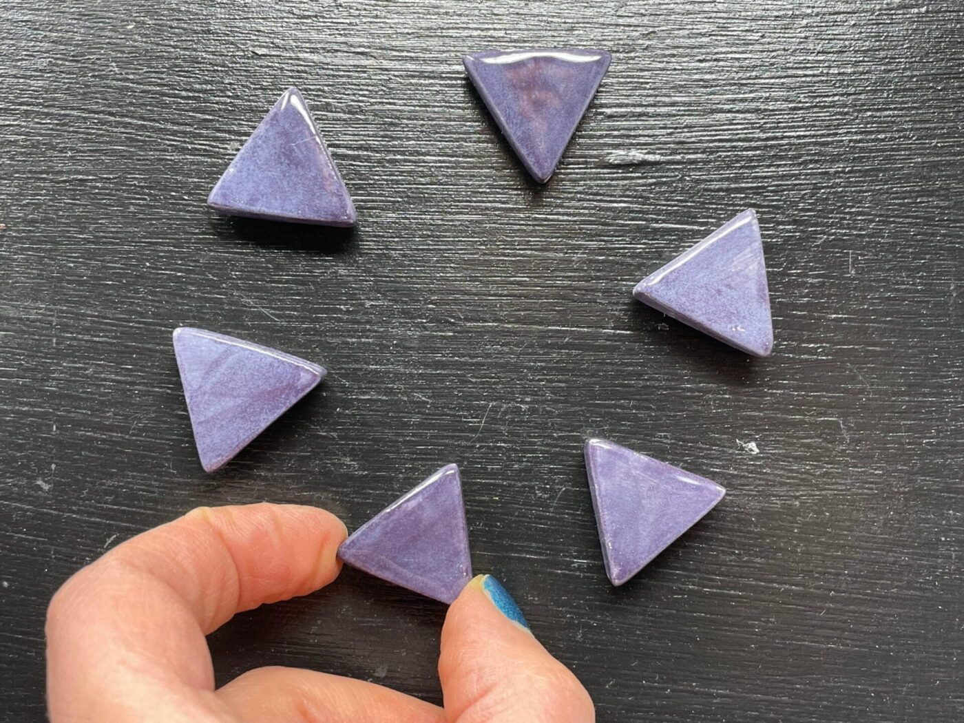 il_fullxfull.4645984373_9s24.jpg Purple Ceramic Triangle Magnets — Set of 6