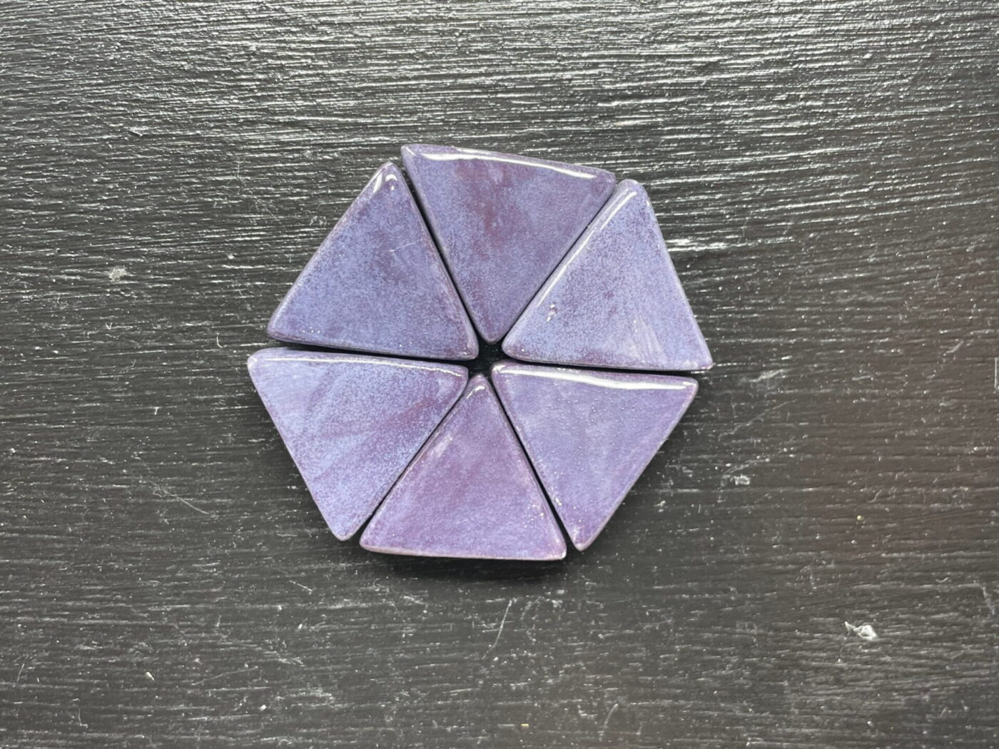 Purple Ceramic Triangle Magnets — Set of 6 — close-up