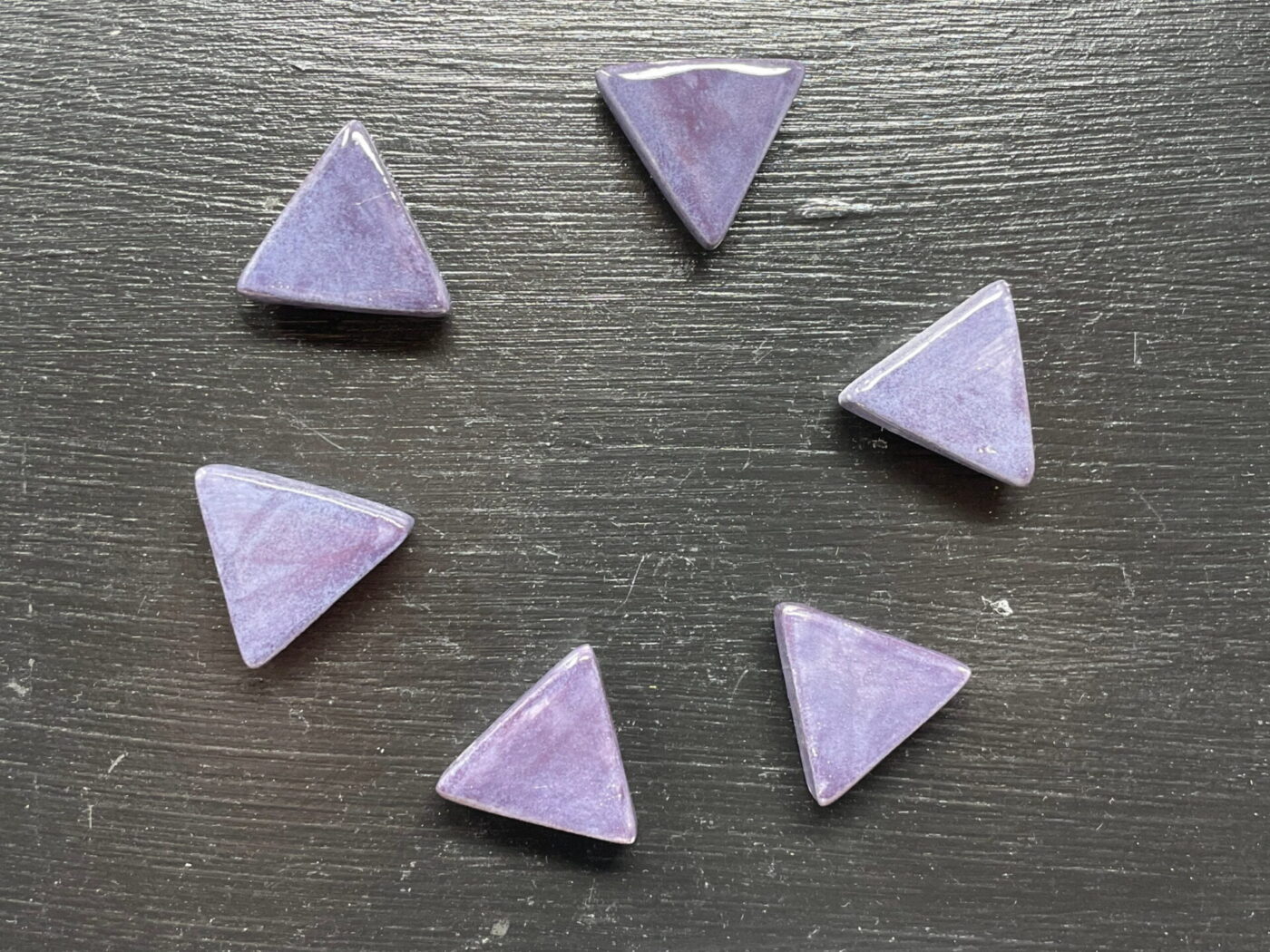 Purple Ceramic Triangle Magnets — Set of 6 — back view