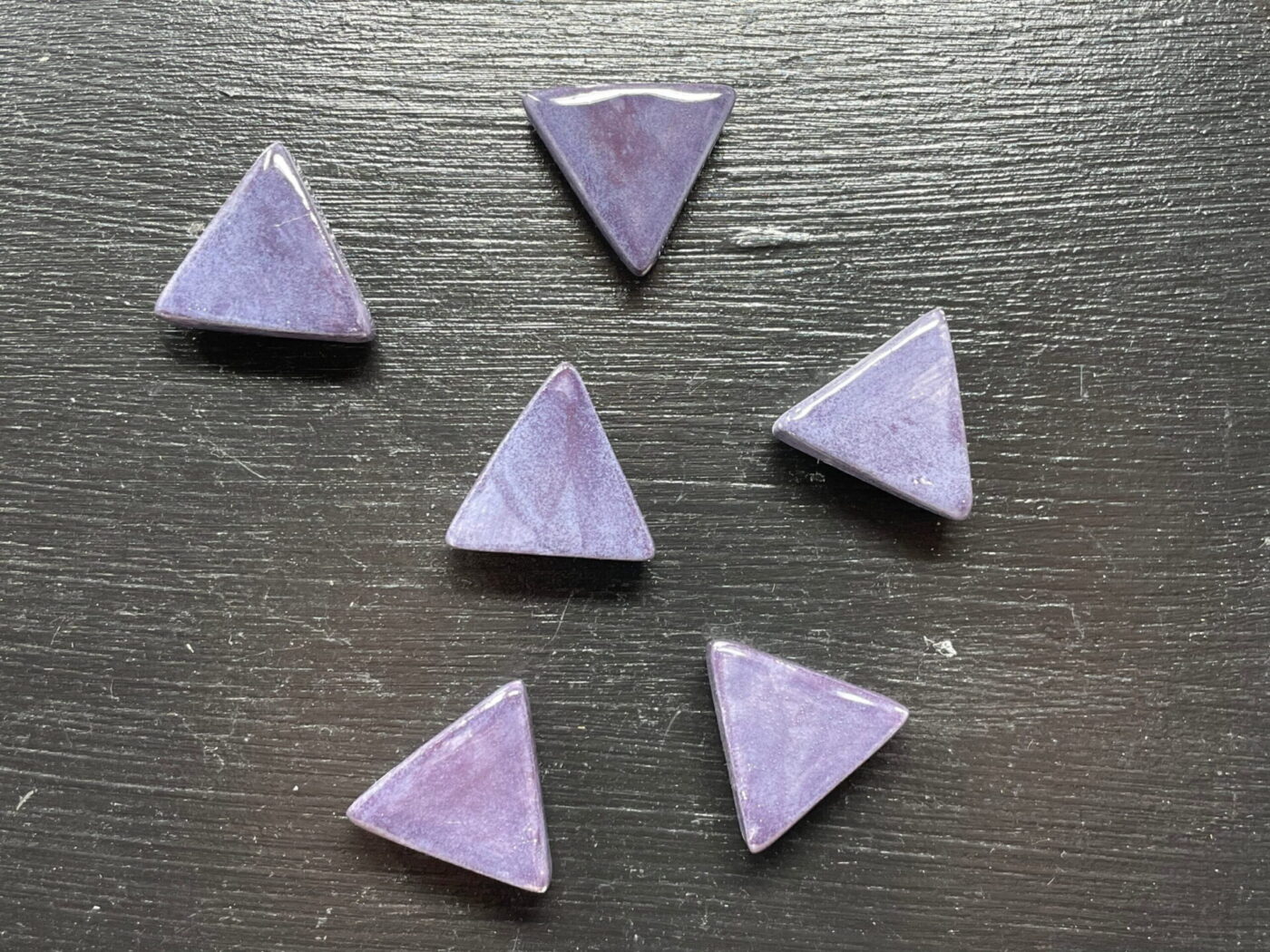 Purple Ceramic Triangle Magnets — Set of 6 — top view