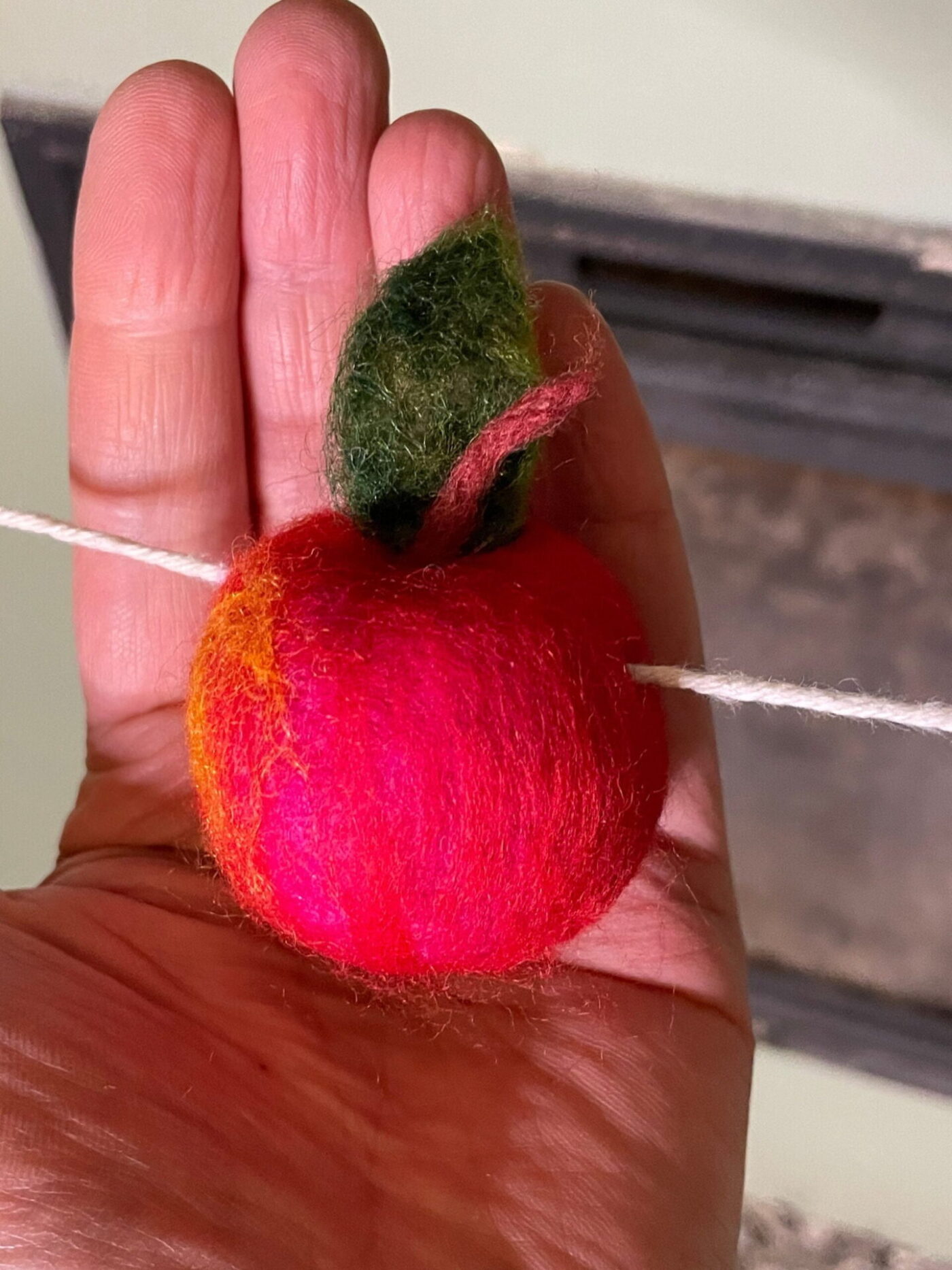 Wool Felted Fruit Garland — in use