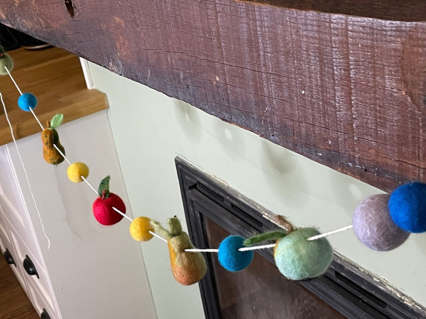 Wool Felted Fruit Garland — top view