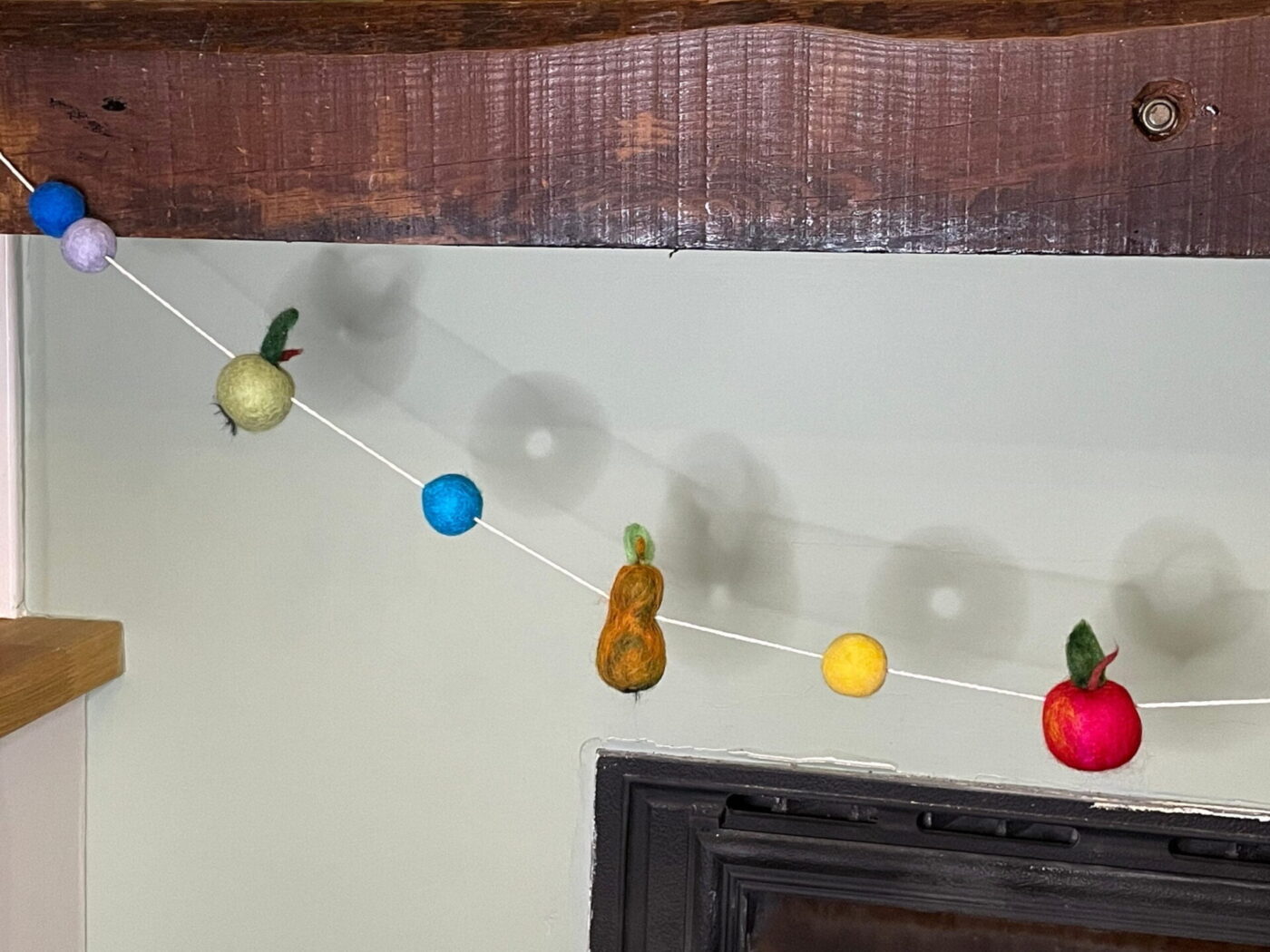 Wool Felted Fruit Garland — side view