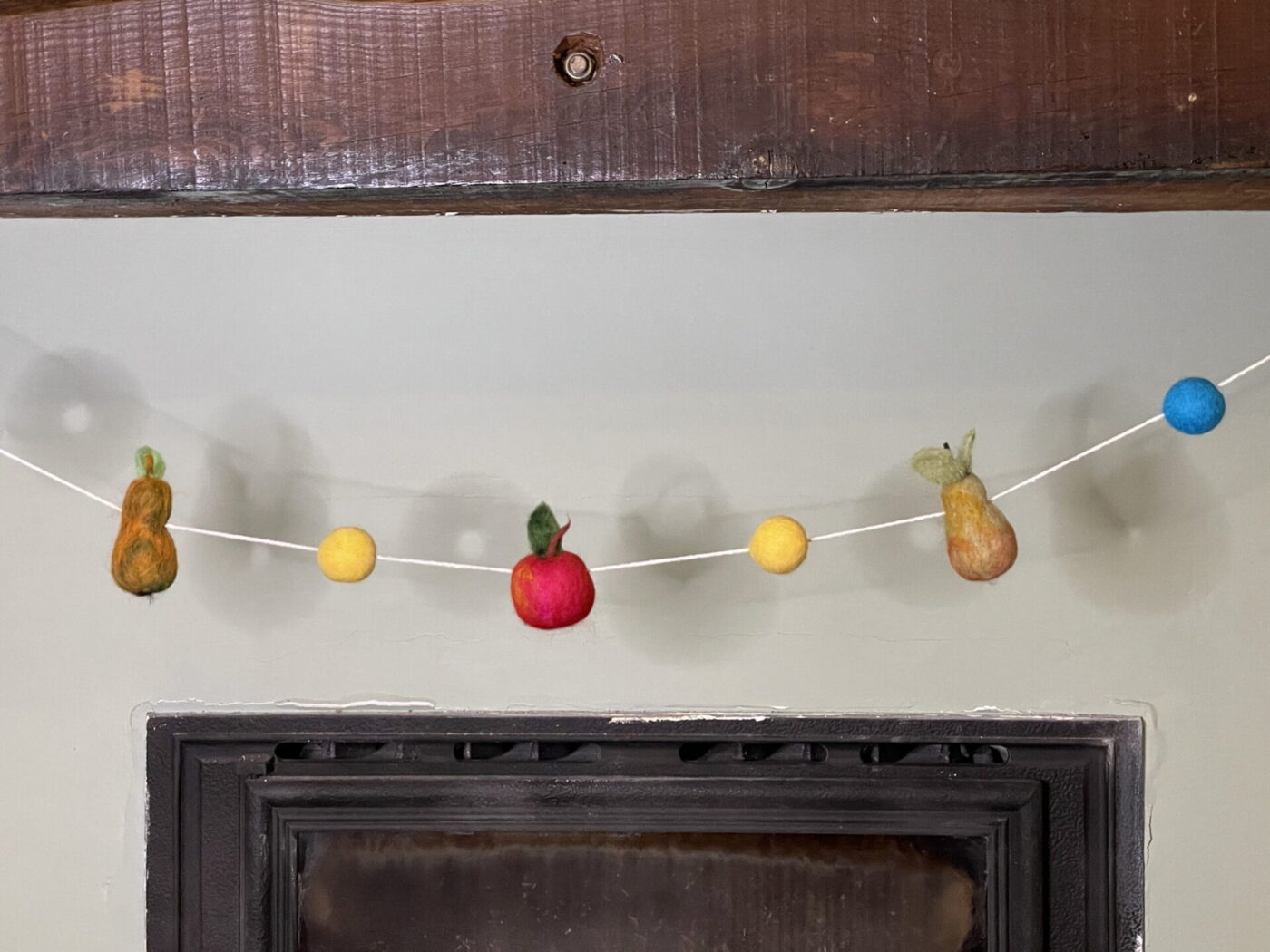 Wool Felted Fruit Garland — close-up