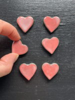 Small Ceramic love heart magnets set / Valentine’s love heart shaped fridge magnets/ set of 6 pastel red heart magnets