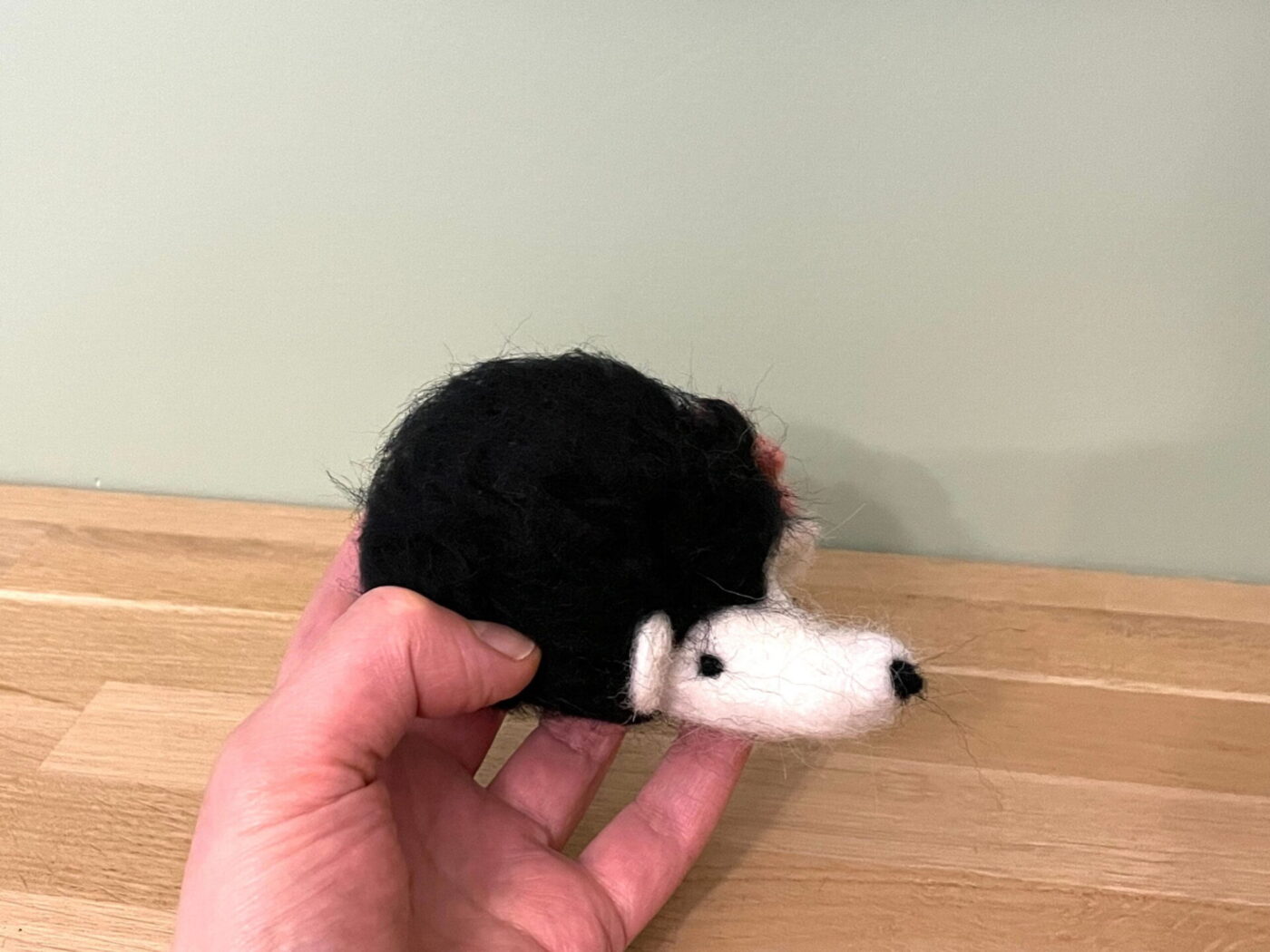 Fuzzy Wool Felted Hedgehog Ornament — back view