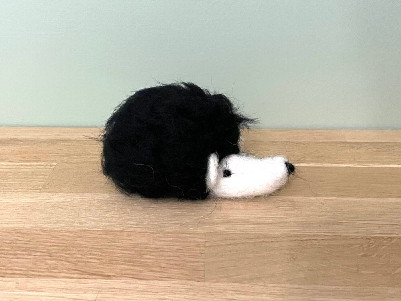 Fuzzy Wool Felted Hedgehog Ornament — styling detail