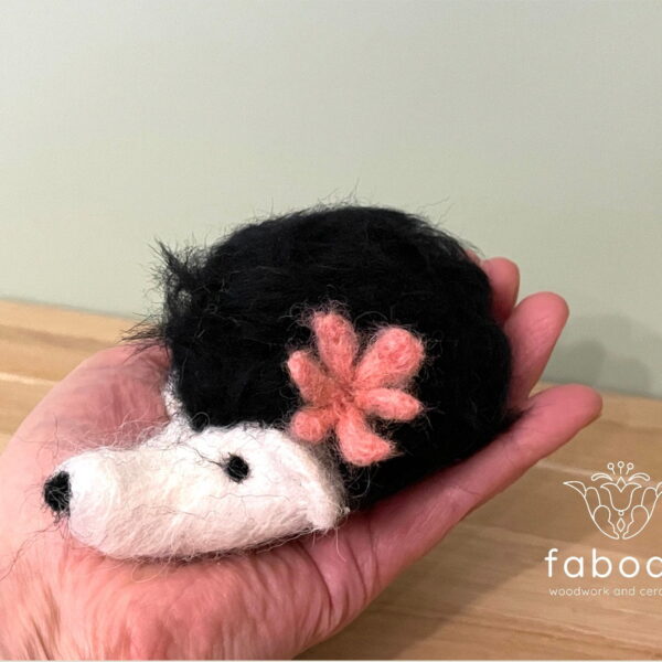 Fuzzy hedgehog handmade wool needle felted ornament / hedgehog gift for hedgehog lovers / pin cushion