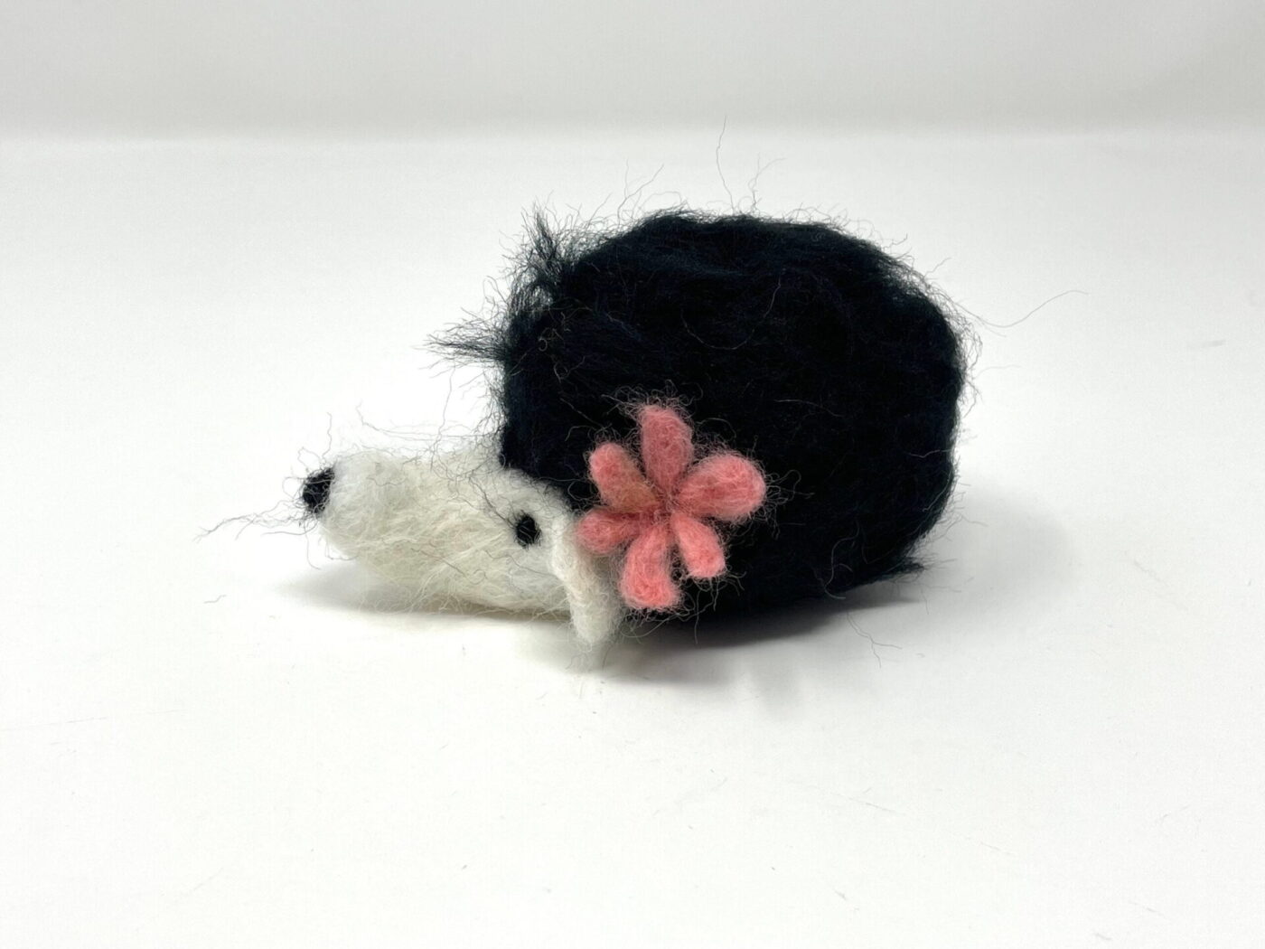Fuzzy Wool Felted Hedgehog Ornament — detail view