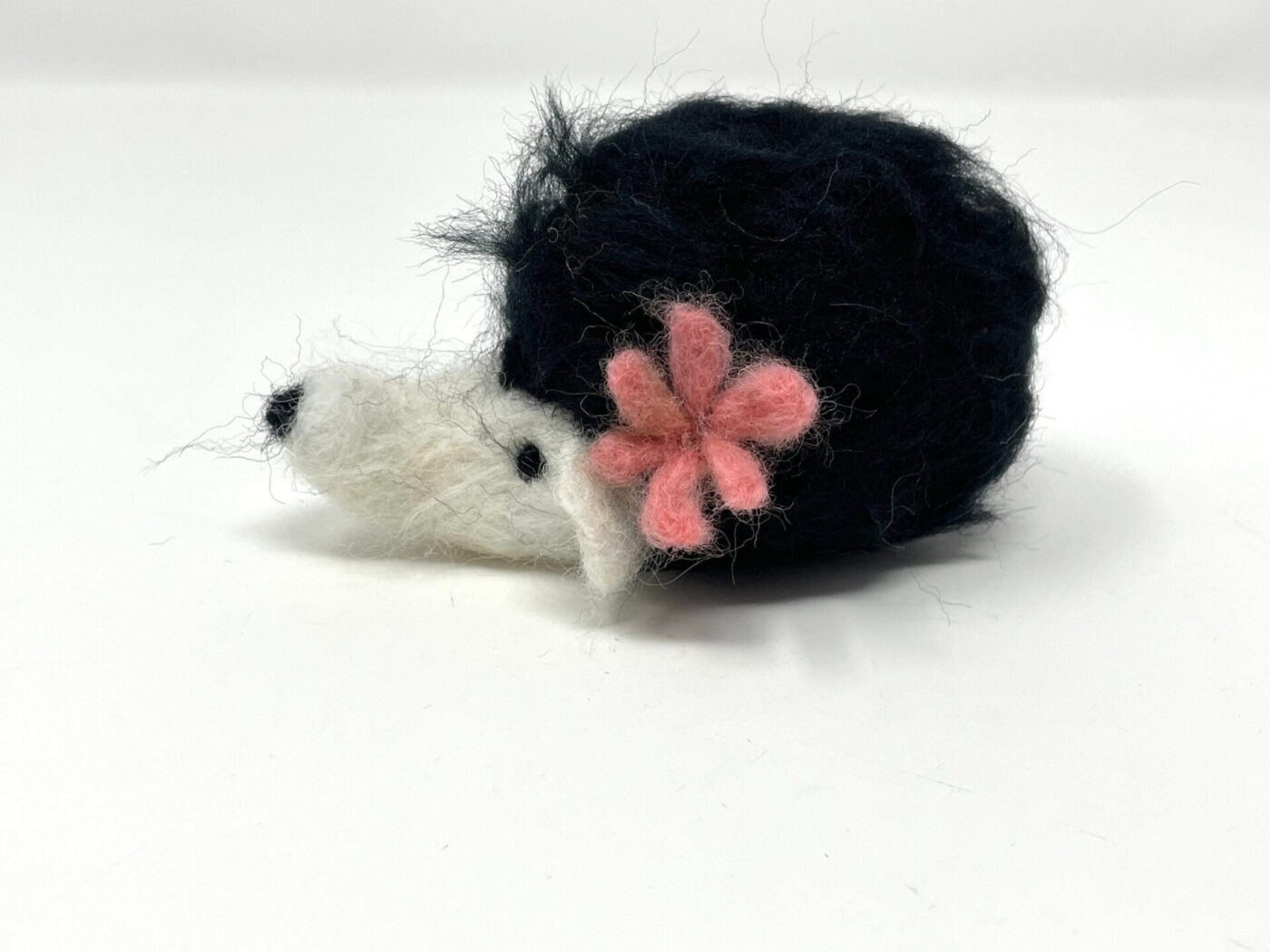 Fuzzy Wool Felted Hedgehog Ornament — close-up