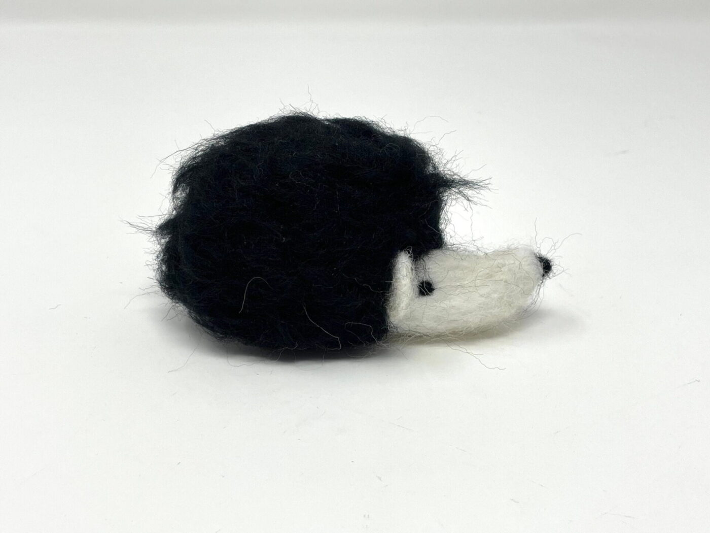 Fuzzy Wool Felted Hedgehog Ornament — side view