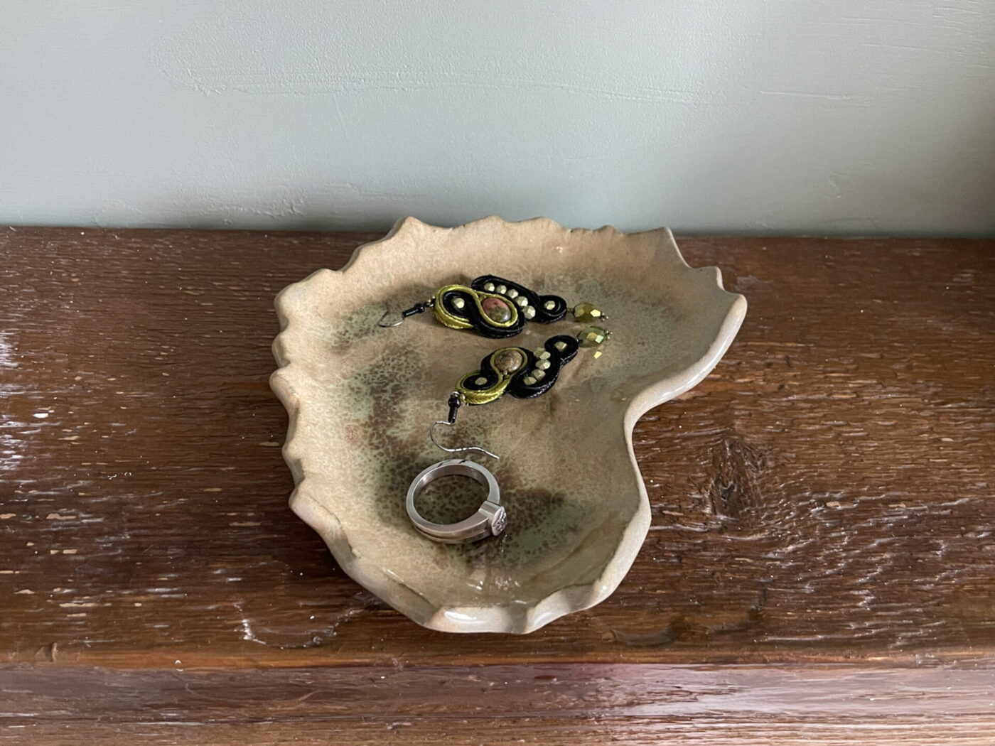 Autumn Leaf Ceramic Soap & Trinket Dish — back view