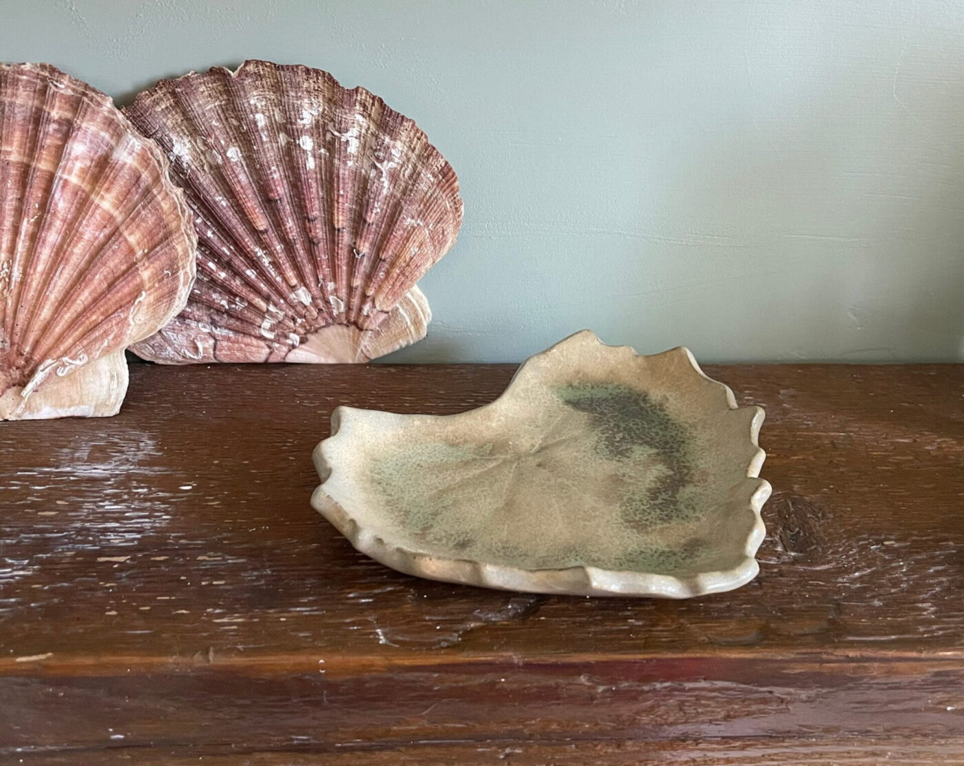 Autumn Leaf Ceramic Soap & Trinket Dish — scale view