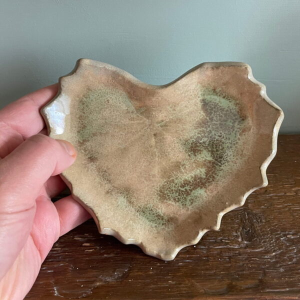 Handmade pottery autumn shades ceramic leaf shaped Soap dish / trinket dish